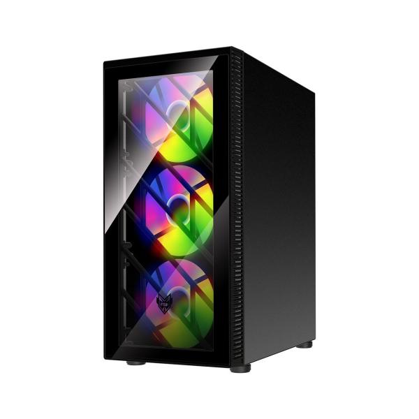 Fortron skříň Midi Tower CMT192,  průhledná bočnice,  ATX,  4x RGB větrák,  černá1