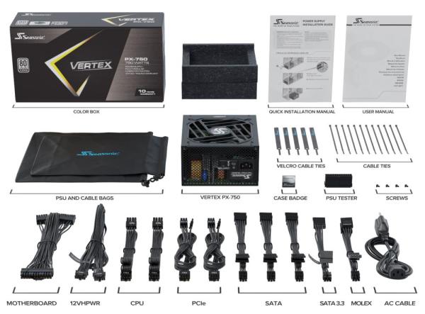 SEASONIC zdroj 750W VERTEX,  80+ PLATINUM,  135 mm,  ATX6