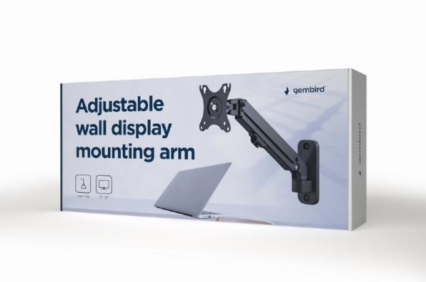 GEMBIRD Držák monitoru na stěnu MA-WA1-01,  naklápěcí,  až do 27” a 7kg,  černý2