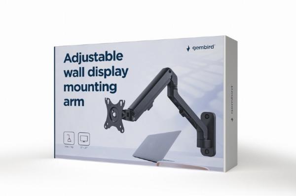 GEMBIRD Držák monitoru na stěnu MA-WA1-02,  naklápěcí,  až do 27” a 7kg,  černý1