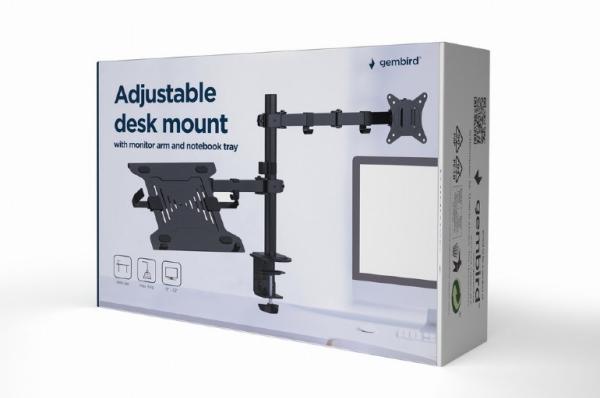GEMBIRD Držák monitoru na stůl s podstavcem pro notebook MA-DA-03,  naklápěcí,  až do 32” a 9kg,  černý1