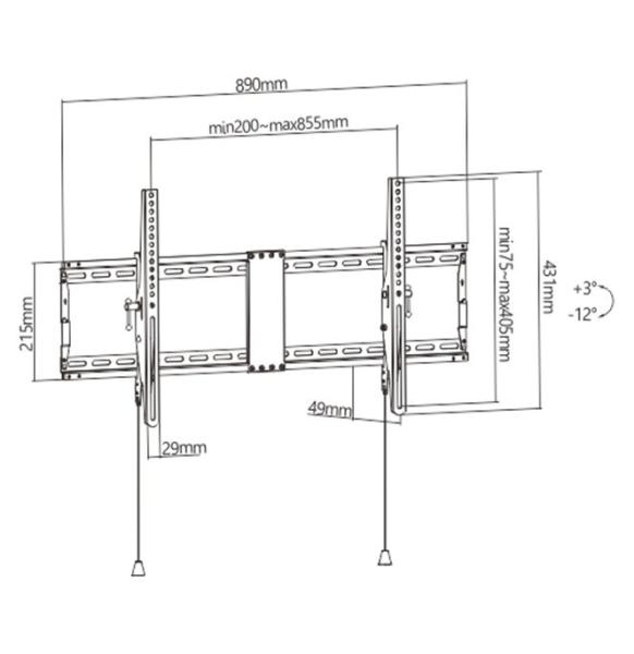 GEMBIRD Držák TV WM-90T-01,  43"-90" (70kg),  náklopný1