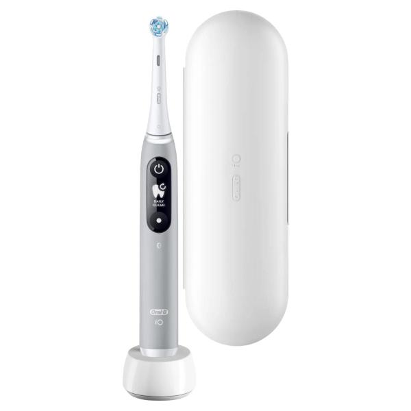 Oral-B iO Series 6 Grey Opal elektrický zubní kartáček,  magnetický,  5 režimů,  tlakový senzor,  AI,  pouzdro5