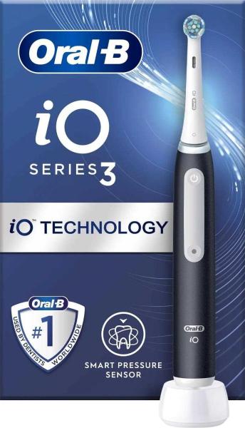 Oral-B iO Series 3 Matt Black elektrický zubní kartáček,  magnetický,  3 režimy,  tlakový senzor