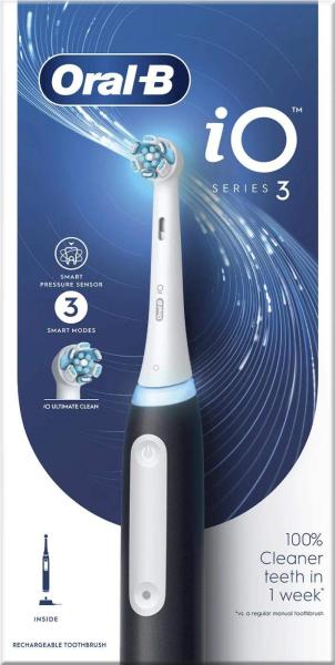 Oral-B iO Series 3 Matt Black elektrický zubní kartáček,  magnetický,  3 režimy,  tlakový senzor3