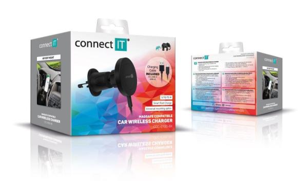 CONNECT IT InCarz MagSafe univerzální magnetická bezdrátová nabíječka do auta,  černá4