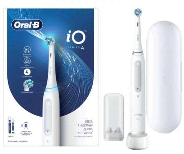 Oral-B iO4 Quite White elektrický zubní kartáček,  magnetický,  časovač,  4 režimy,  pouzdro,  bílý1