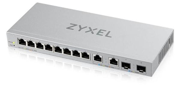 Zyxel XGS1210-12 12-portový gigabitový webovo riadený prepínač,  8x gigabitový RJ45,  2x 2, 5GbE RJ45,  2x SFP+