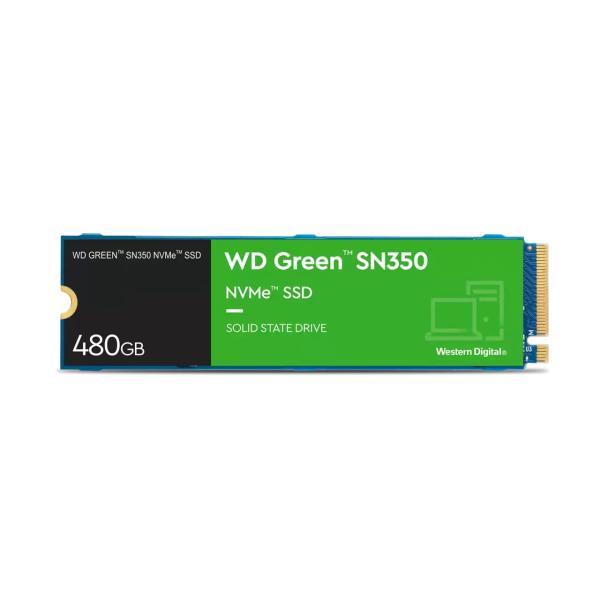 WD GREEN NVMe SSD 480GB PCIe SN350,  Geb3 8GB/ s,  (R:2400/ W:1650 MB/ s)