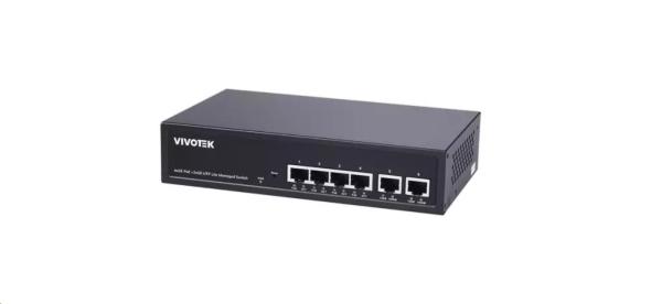 Vivotek PoE switch AW-GEL-065A-060,  4xGE PoE(802.3af/ at,  PoE budget 60W),  2xGbE RJ-45,  extend-mode až 250m(PoE@10Mbps)