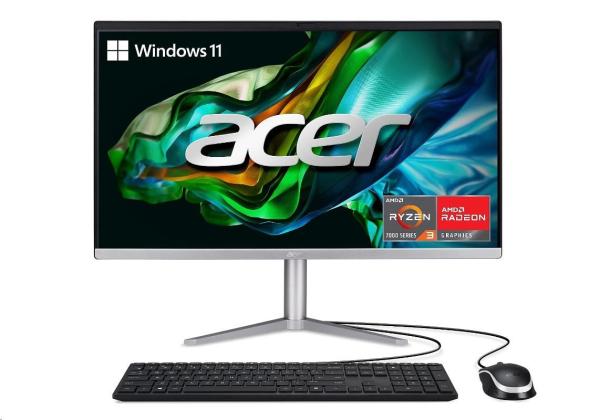 ACER PC AiO Aspire C24-1300,  Ryzen 3 7320U, 23, 8" FHD IPS, 8GB, 512GB M.2 SSD, Radeon610M, W11Original, stříbrná, KB+Mouse5