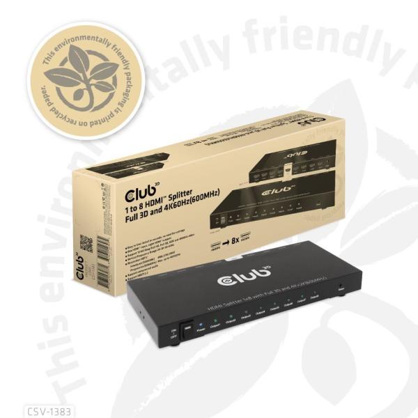 Club3D Video rozbočovač 1:4 HDMI 2.0 4K120Hz,  4 porty,  černá5