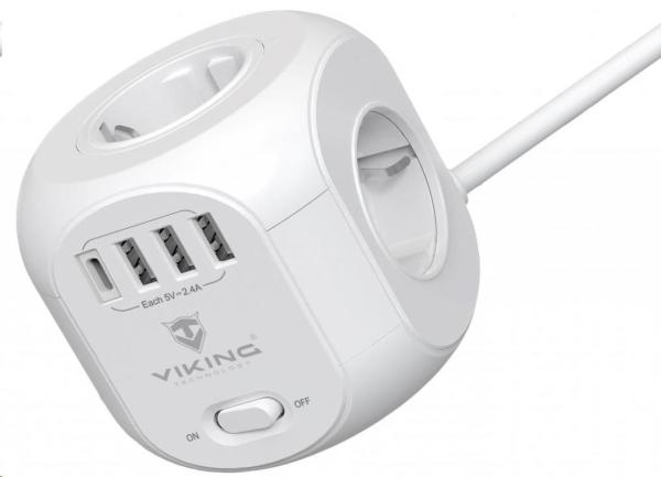 Sieťový adaptér Viking AC Cube, rozbočovač, 8 výstupov1
