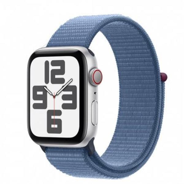 Apple Watch SE GPS + Cellular 44mm Silver Aluminium Case with Winter Blue Sport Loop