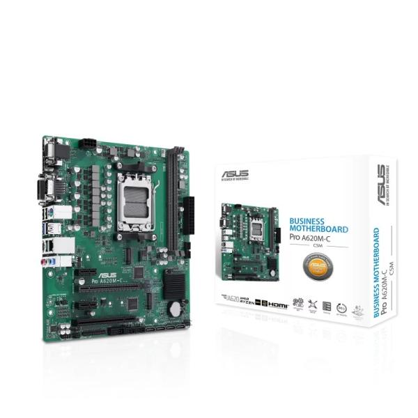 ASUS MB Sc AM5 Pro A620M-C-CSM,  AMD A620,  2xDDR5,  1xHDMI,  1xDP,  1xVGA,  1xDVI-D,  mATX