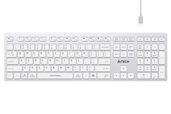 A4tech FBX50C,  bezdrátová kancelářská klávesnice,  bílá