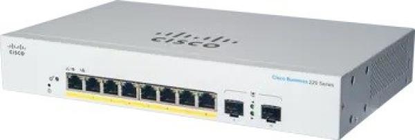 Cisco switch CBS220-8FP-E-2G (8xGbE, 2xSFP,  8xPoE+, 130W, fanless) - REFRESH