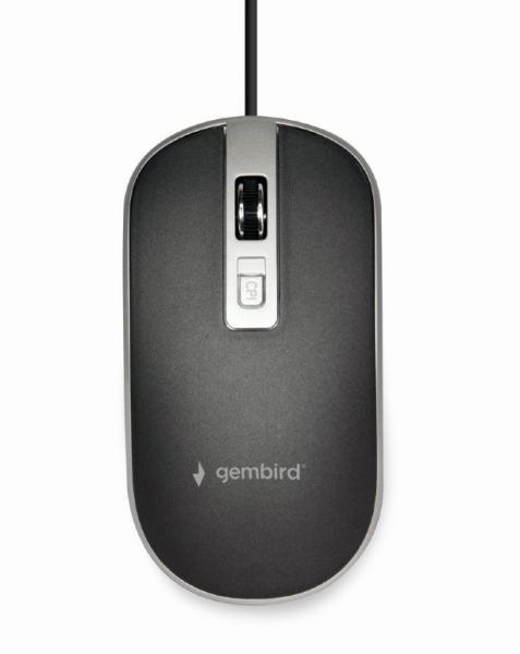 GEMBIRD myš MUS-4B-06-BS,  drátová,  optická,  USB,  černá/ stříbrná0