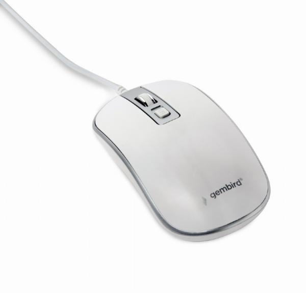GEMBIRD myš MUS-4B-06-WS,  drátová,  optická,  USB,  bílá/ stříbrná