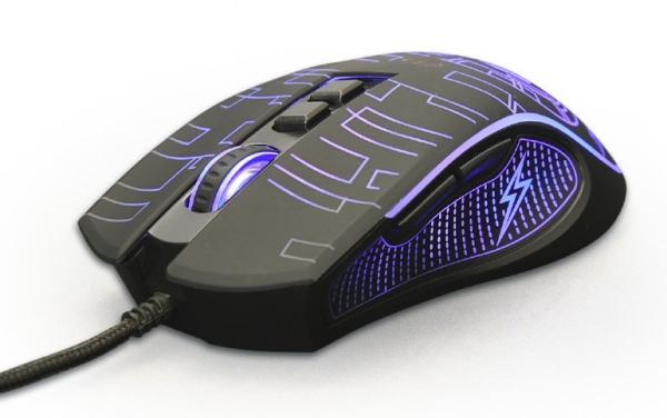 GEMBIRD myš MUSG-RGB-01,  podsvícená,  7 tlačítek,  černá,  3600DPI,   USB3