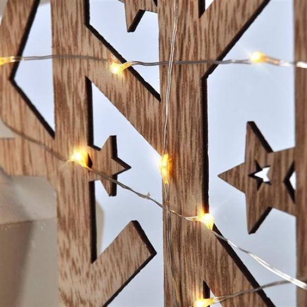 Solight LED vánoční hvězda,  přírodní dřevo 2 x AA ,  teplá bílá3