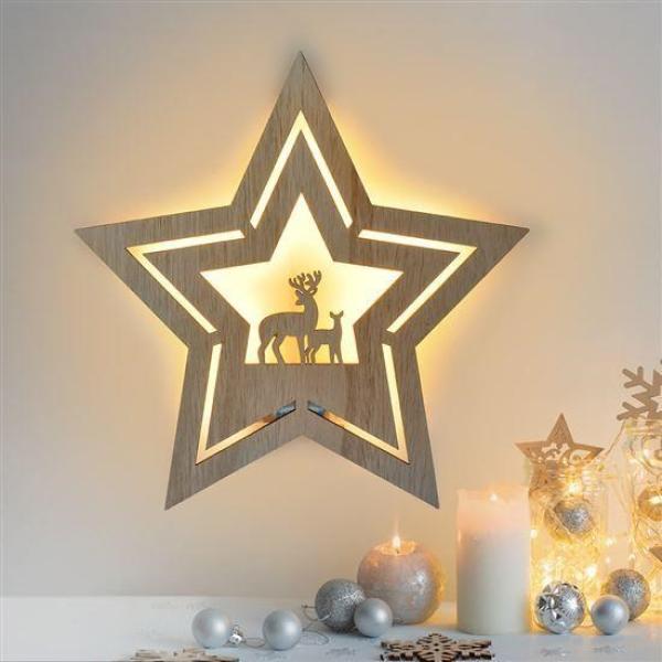 Solight LED nástěnná dekorace vánoční hvězda,  24x LED,  2x AA3