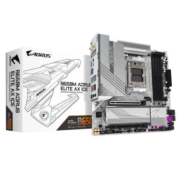 GIGABYTE MB Sc AM5 B650M AORUS ELITE AX ICE,  AMD B650,  4xDDR5,  1xDP,  1xHDMI,  WI-FI,  mATX
