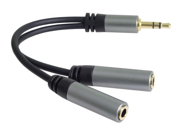 PremiumCord rozdvojka HQ 3, 5mm Jack Male - 2x Jack Female 15cm0