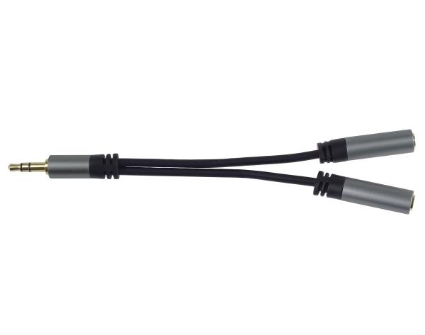 PremiumCord rozdvojka HQ 3, 5mm Jack Male - 2x Jack Female 15cm2