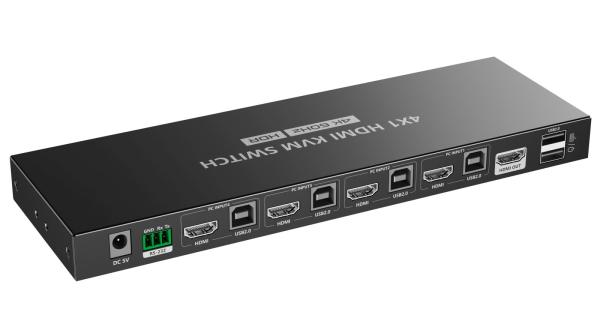 PREMIUMCORD HDMI switch,  4K@60Hz HDMI2.0 KVM 4:1,  s dálkovým ovladačem