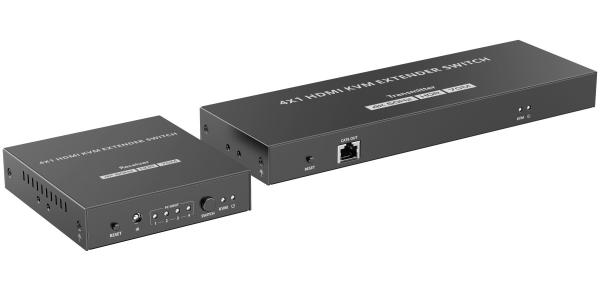 PREMIUMCORD HDMI switch,  4K@60Hz HDMI2.0 KVM 4:1 s ovládáním až na 70m přes Cat6/ 7
