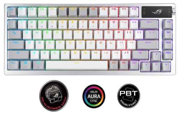 ASUS klávesnice ROG AZOTH Moonlight White,  mechanická,  Bluetooth,  US,  bílá