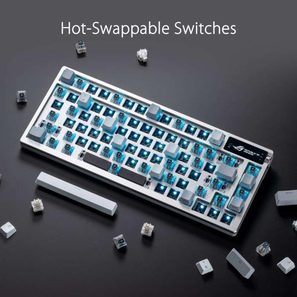 ASUS klávesnice ROG AZOTH Moonlight White,  mechanická,  Bluetooth,  US,  bílá11
