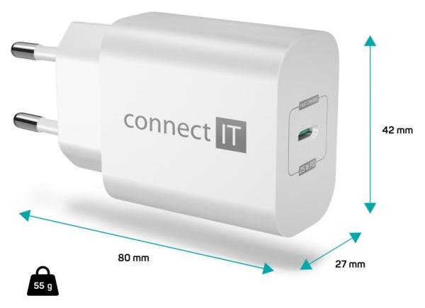 CONNECT IT Voyager2 nabíjecí adaptér 1×USB-C,  25W PD,  bílá3