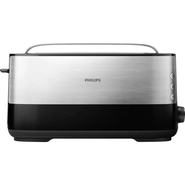 Philips HD2692/ 90 Viva topinkovač,  1030 W,  1 dlouhý slot,  2 topinky /  toasty,  8 stupňů opečení,  chromová /  černá