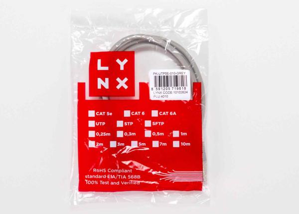 LYNX patch kabel Cat5E,  UTP - 1m,  šedý (prodej po 10 ks)2