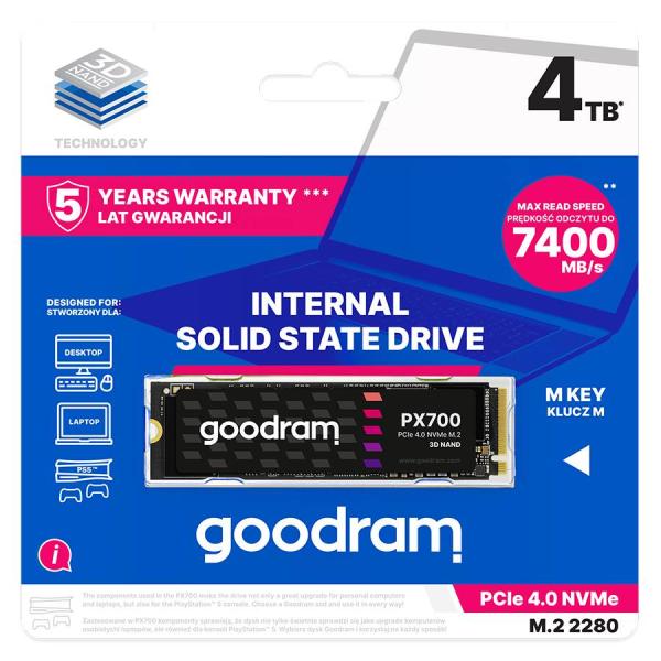 GOODRAM SSD PX700 4TB,  PCIe Gen4x4,  M.2 2280,  (R:7400/ W:6500MB/ s)1
