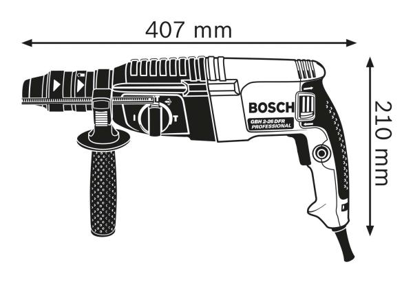 BOSCH GBH 2-26 DFR,  vrtací kladivo s SDS plus,  800 W,  příklep 3 J,  4 – 26 mm2