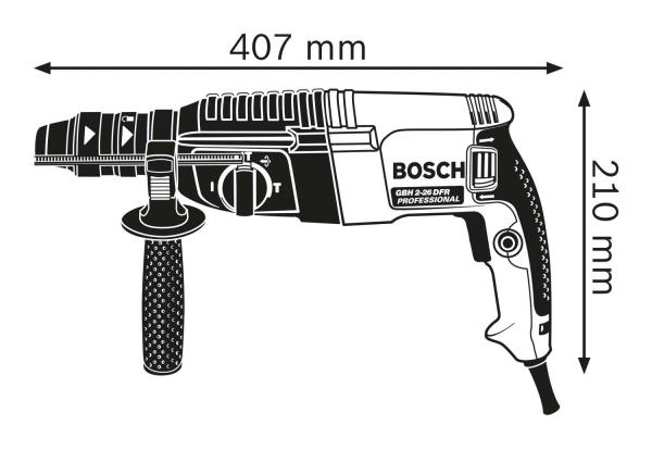 BOSCH GBH 2-26 DFR,  vrtací kladivo s SDS plus,  800 W,  příklep 3 J,  4 – 26 mm1