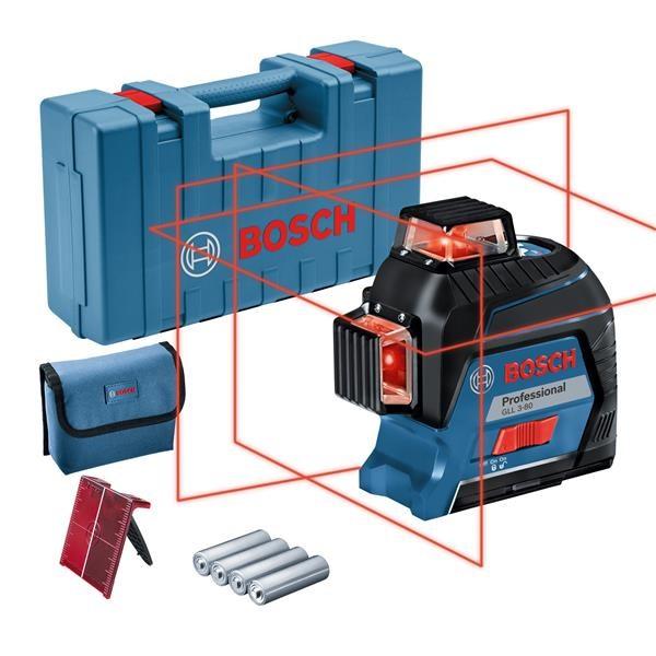 BOSCH GLL 3-80,  čárový laser,  až 30 m,  s přijímačem až 120 m
