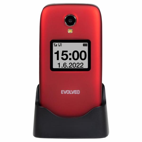 EVOLVEO EasyPhone FS,  vyklápěcí mobilní telefon 2.8" pro seniory s nabíjecím stojánkem (červená barva)1
