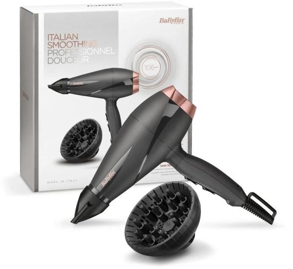 BaByliss 6709DE fén,  2100 W,  2 rychlosti,  3 teploty,  studený vzduch,  ionizátor,  difuzér,  černý