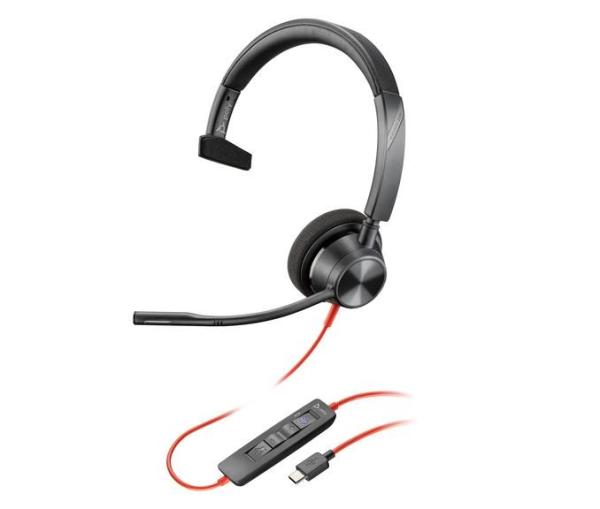 Poly Blackwire 3310 MS Teams náhlavní souprava,  USB-C/ A adaptér,  mono