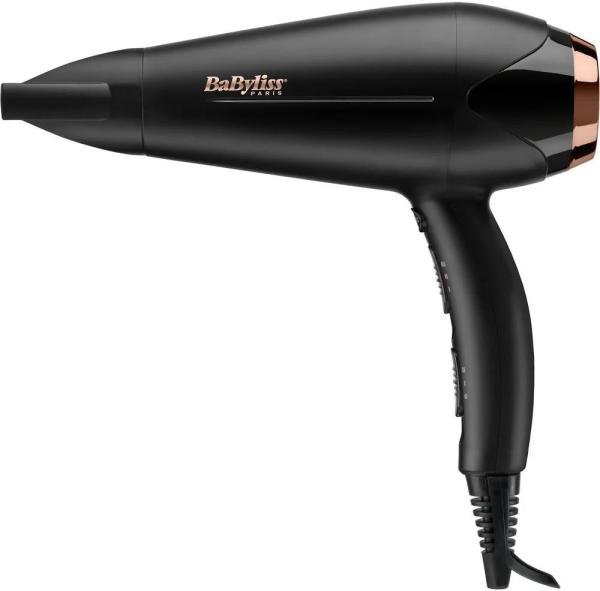 BaByliss D570DE fén na vlasy,  2200 W,  ionizace,  2 rychlosti,  3 teploty,  difuzér,  tvarovací kartáč,  černá0