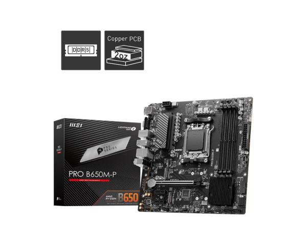 MSI MB Sc AM5 PRO B650M-P,  AMD B650,  4xDDR5,  1xDP,  1xHDMI,  1xVGA,  mATX