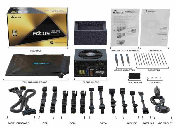 Zdroj 850W, SEASONIC FOCUS GX-850 ATX3.0 GOLD modular, retail5