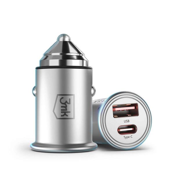 3mk nabíječka do auta - Hyper Car Charger 45W,  1x USB + 1x USB-C (PD)1