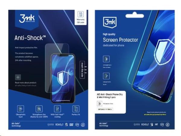 3mk All-Safe - AIO fólie Anti-shock Dry & Wet Fitting Phone,  5 ks