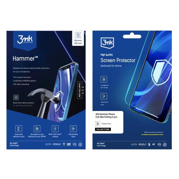 3mk All-Safe - AIO fólie Hammer Full Wet Fitting Phone,  5 ks
