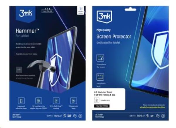 3mk All-Safe - AIO fólie Hammer Full Wet Fitting Tablet,  5 ks